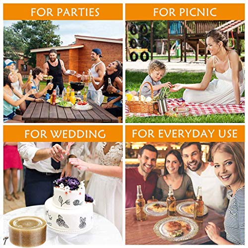 Liacere 100Pieces Gold Plastic Plates-Disposable Gold Glitter Plates-10.25Inch Premium Plastic Dinner Plates For Wedding &Parties #TOP3