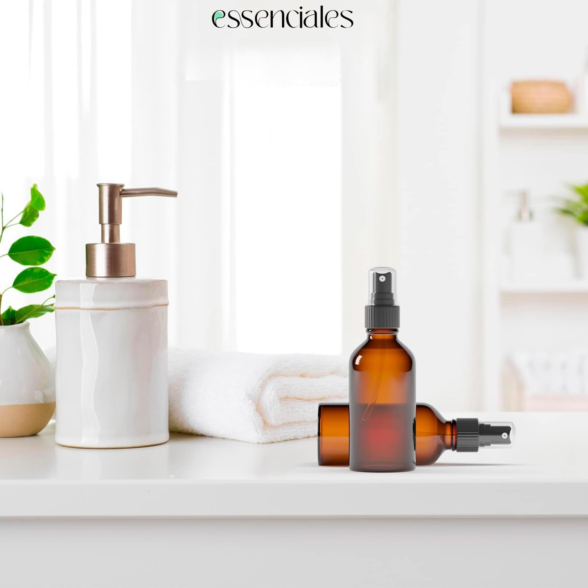 Essenciales Pack 100 Botellas Pulverizador 100 ml - Frascos Spray de Cristal | Atomizador Fino para Cosmética y Perfumes | Ideales para Bruma Facial, Aromaterapia, Alcohol y Laboratorio