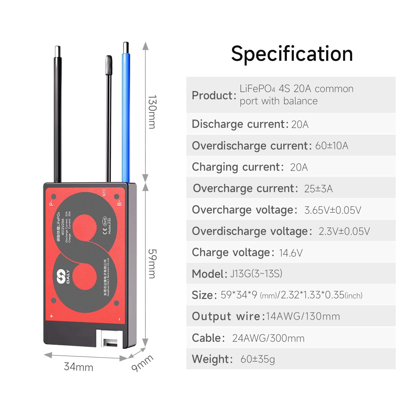 Amazon.com: DALY BMS 4S 12V 20A LiFePO4 3.2V Battery Protection