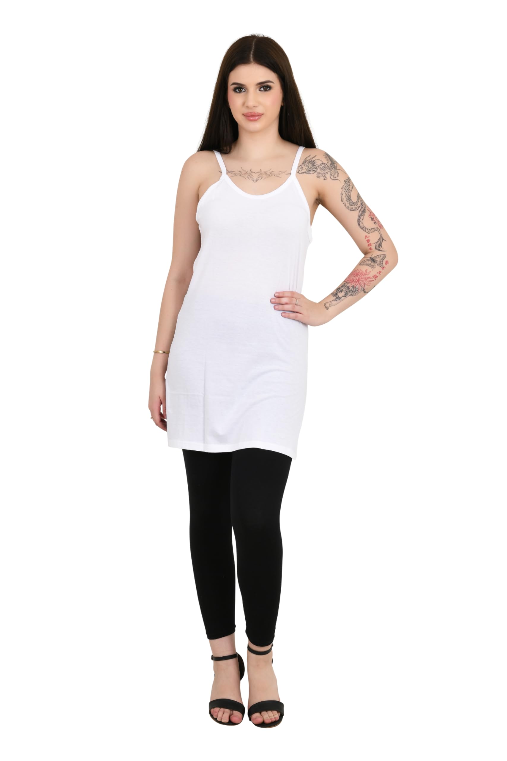 vk mart Women’s Long Black Camisole Slip for Kurta – Soft Stretchable Innerwear with Side Cut | Comfortable Slim Fit Sameez Inner for Girls & Women-picture-35