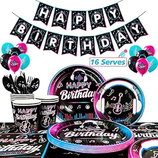 Tik Tok Party Decorations,138pcs Tiktok Birthday Party Supplies Tableware Set-Tik Tok Balloons Banner Tablecloth Plates Cups Napkins ect Music Note Tik Tok Theme Party Decor Supplies, for 16 Guests