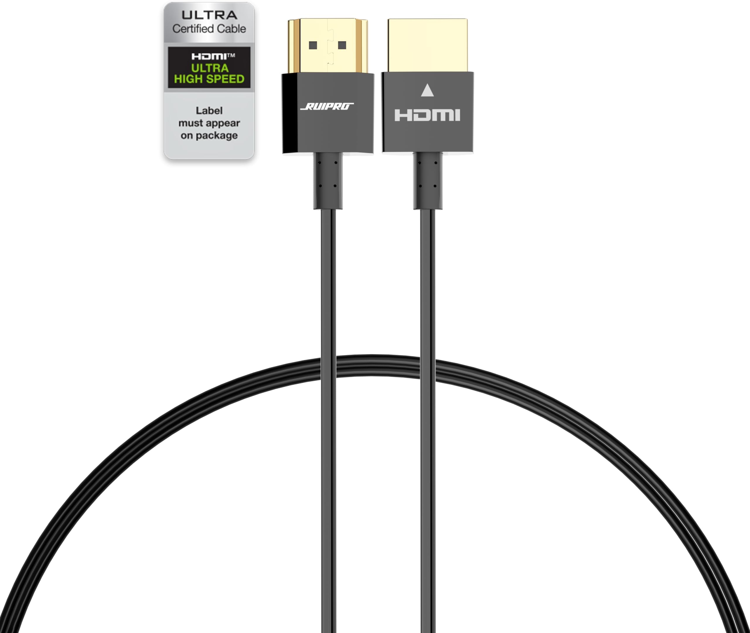RUIPRO Ultra Thin 8K HDMI 2.1 Certified Cable 3FT, Ultra High Speed 48Gbps, Short HDMI Cable, Support 8K@60Hz 4K@120Hz, Dynamic HDR, eARC, Compatible with PS5/Xbox/HDTV/Blu-ray/Monitor/Projector