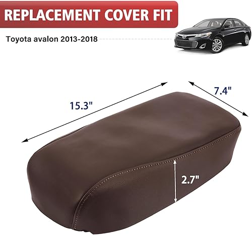 Miniatura 7 de KBH Funda para reposabrazos de consola central automática para Toyota Avalon 2013-2018 de vinilo de cuero para consola de repuesto color marrón