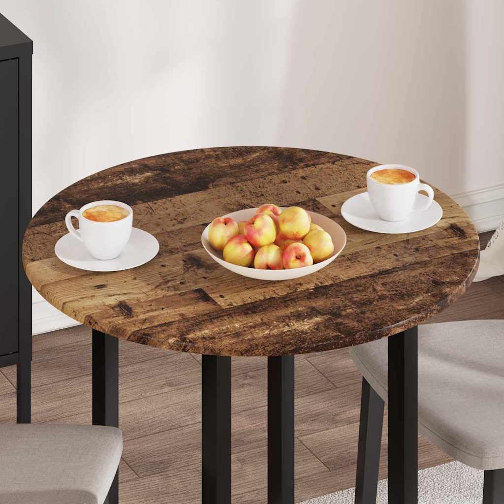 Plateau de table rond pour l'extérieur - Aspect bois recyclé - Résistant aux intempéries - 1,5 cm d'épaisseur - Design moderne et durable - Plateau de table de jardin de rechange pour terrasse