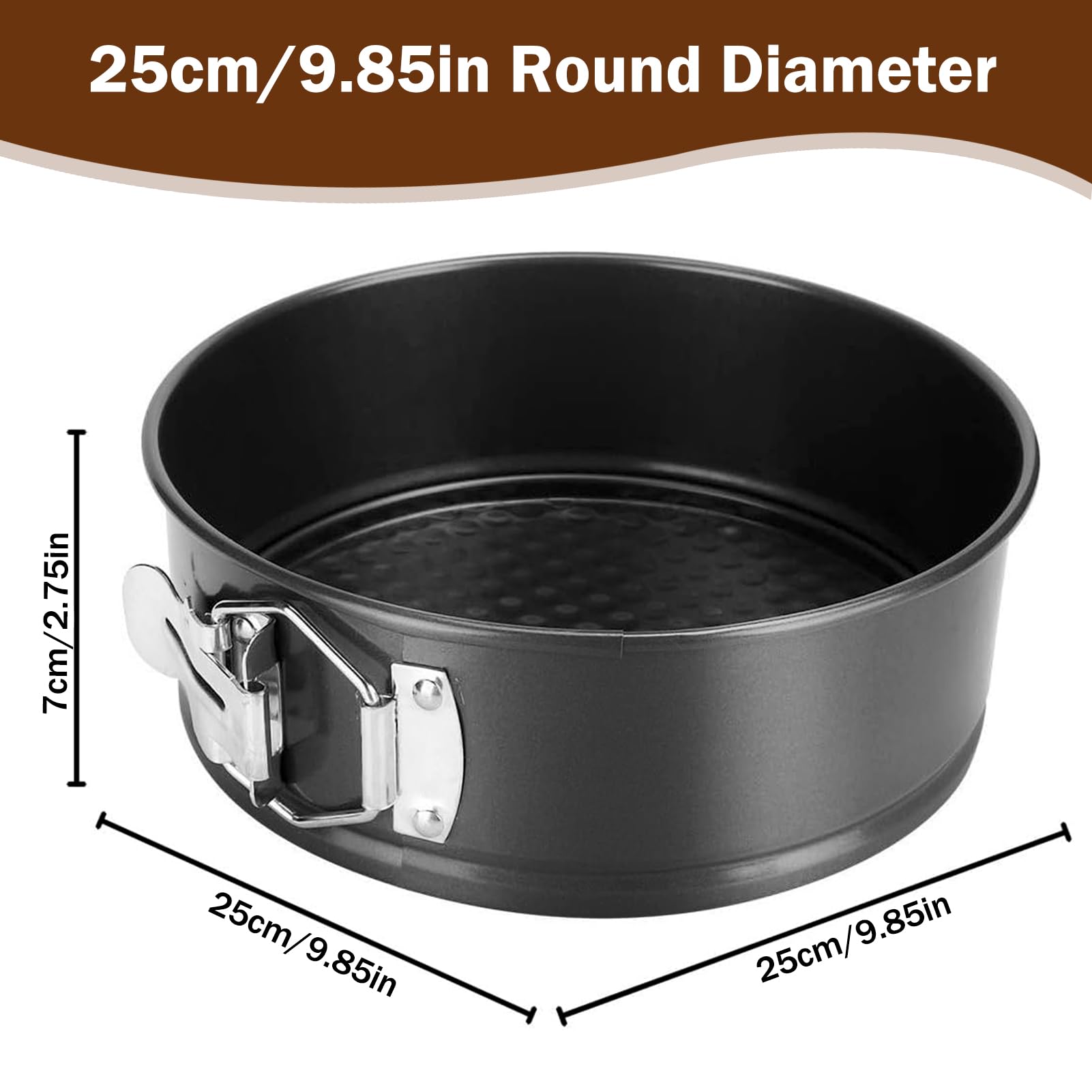 Non-stick Spring Bakeware 7-inch ronde stalen bakvormen Lekvrije taartvorm De bodem is afneembaar en gemakkelijk schoon te maken. Zwart