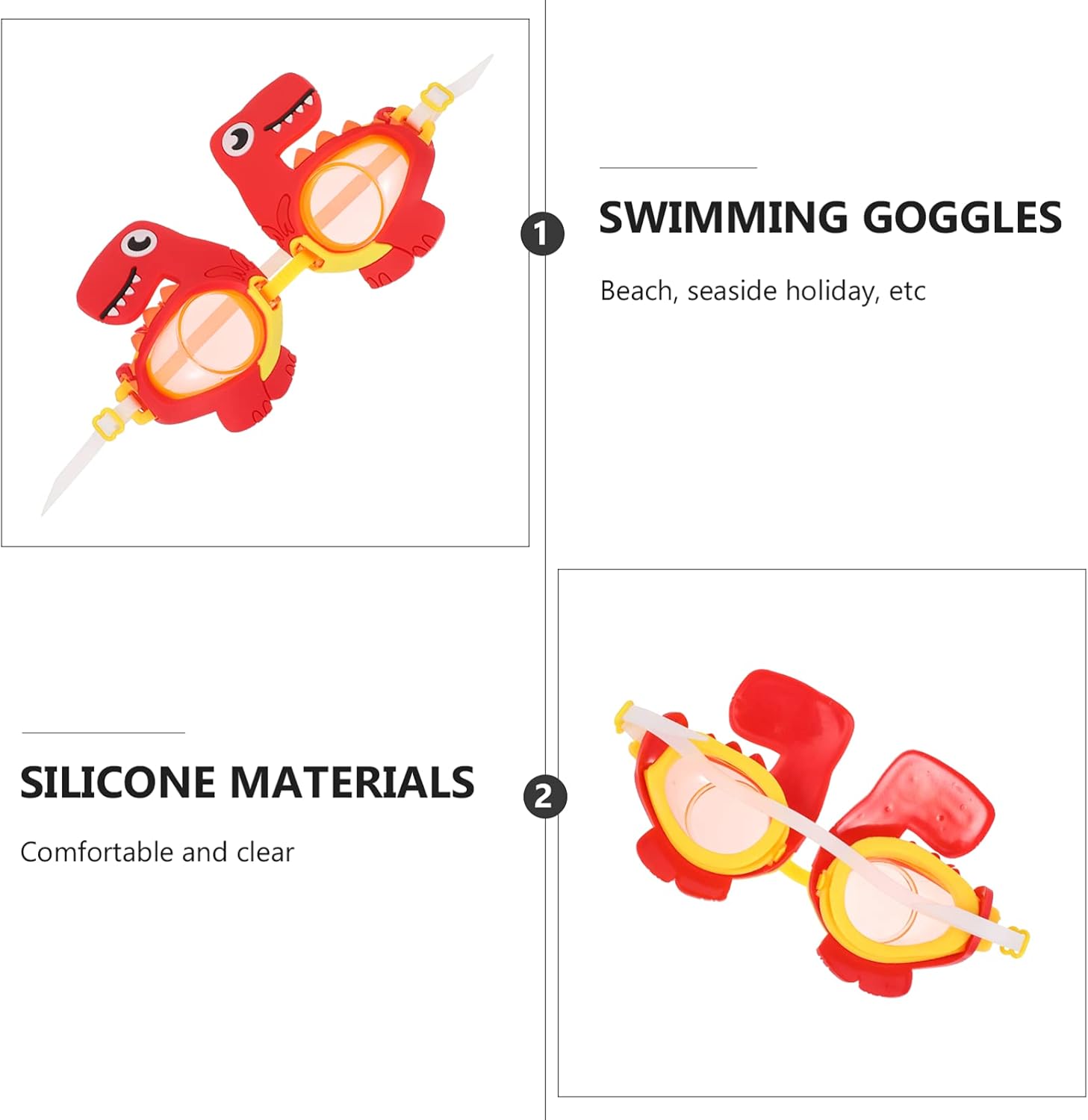 BESTOYARD 1 Pairs Kid Swim Goggles Anti- Fog Anti- UV Swimming Goggle Dinosaur Youth Swim Glasses Diving Accessories for Toddler Children Kids Boys Girls (Red) : Sports & Outdoors