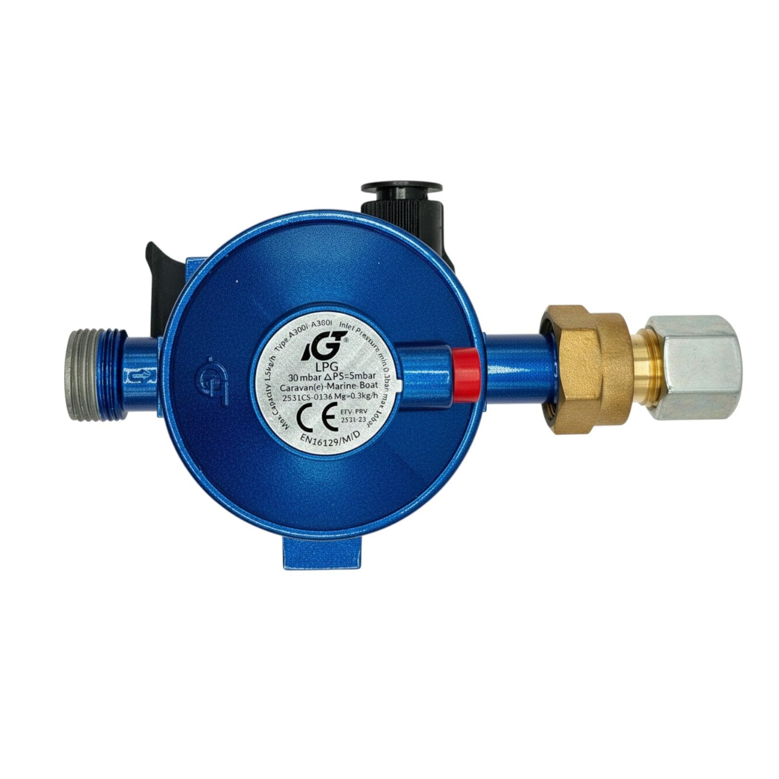 Regulador de presión de gas LPG de 30 mbar M20 x 1,5 8 mm para pared de mamparo para caravana, autocaravana