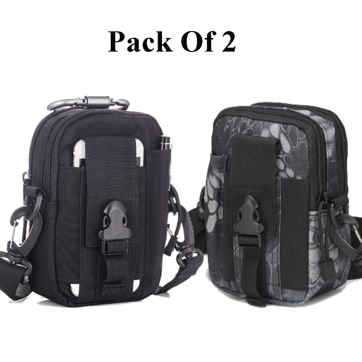 Set of 2 Pouch with Adjustable Shoulder Strap, Tactical Bag Multi-Purpose Utility Gadget Tool Belt, for Outdoor Hiking Camping Cycling Fishing Daily Use (3)-image-18
