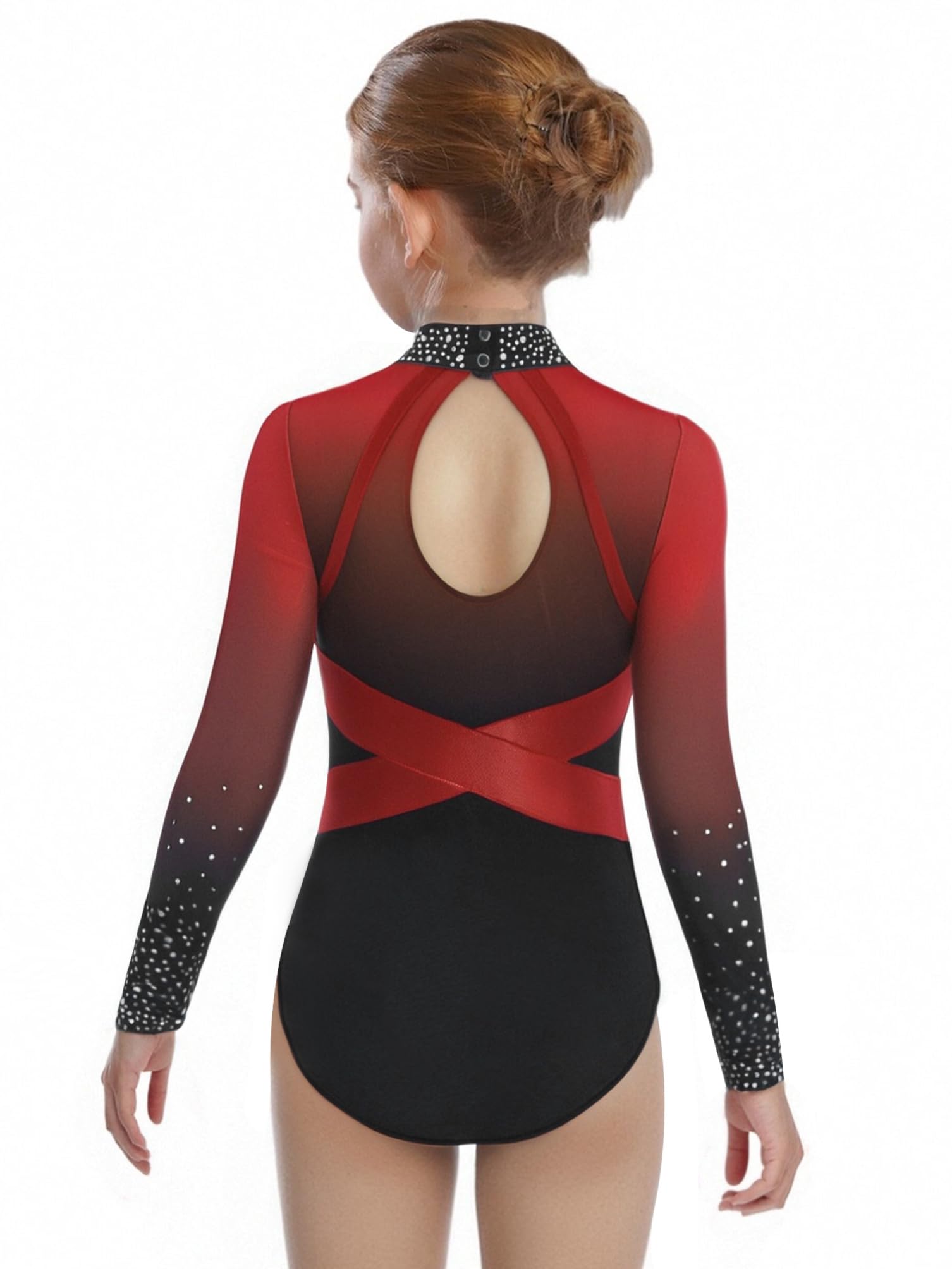 dPois Maillot De Gimnasia De Manga Larga para Niña Leotardo con Pantalones Cortos Y Leggings Mono De Patinaje Artístico Competición