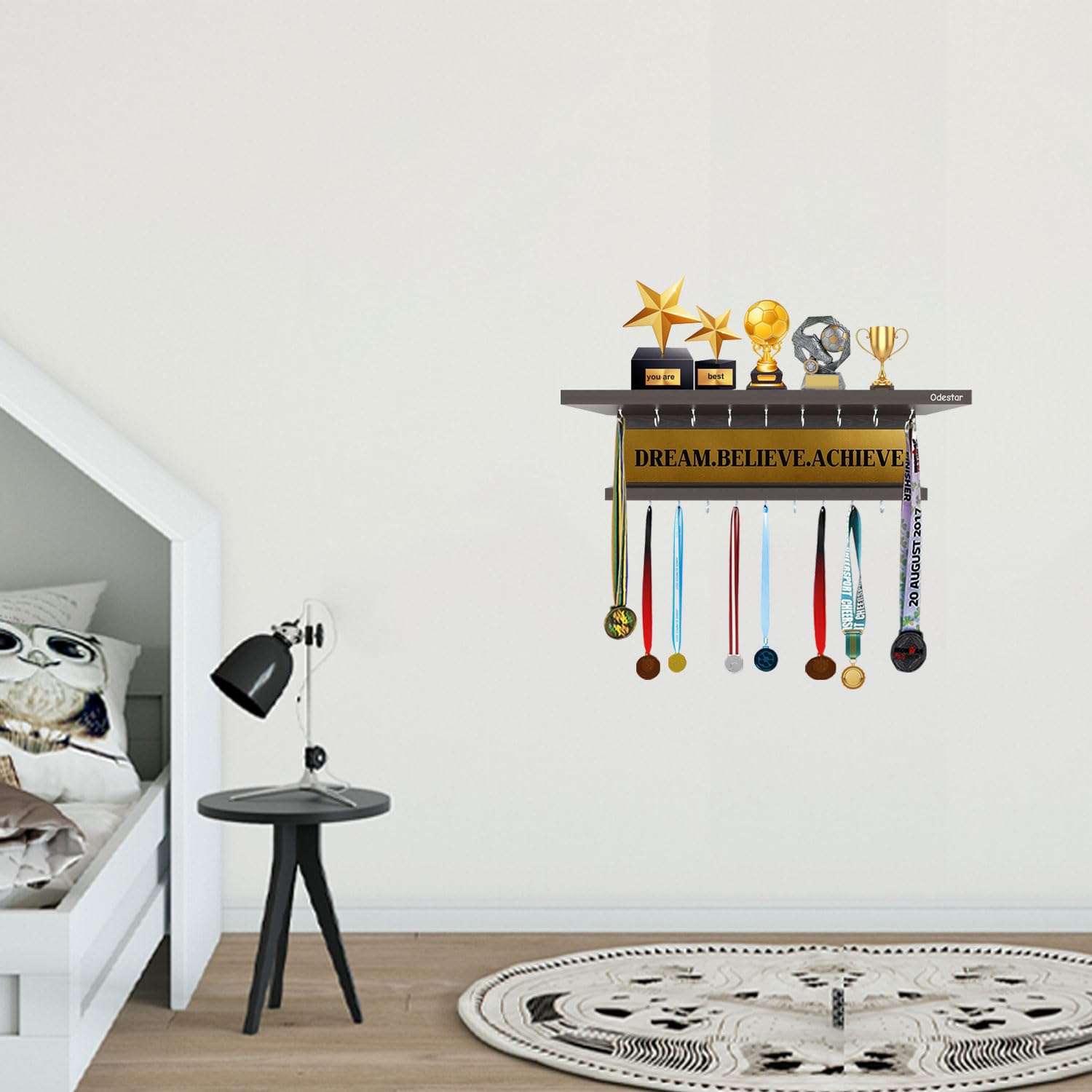 Odestar Wood Medal Awardsrack Premier Award Medal Display Rack And Trophy Shelf- Large-Brown Dba, Wall Mount, Hanging Shelves (B0BNTZ53DC) Amazon Price History, Amazon Price Tracker
