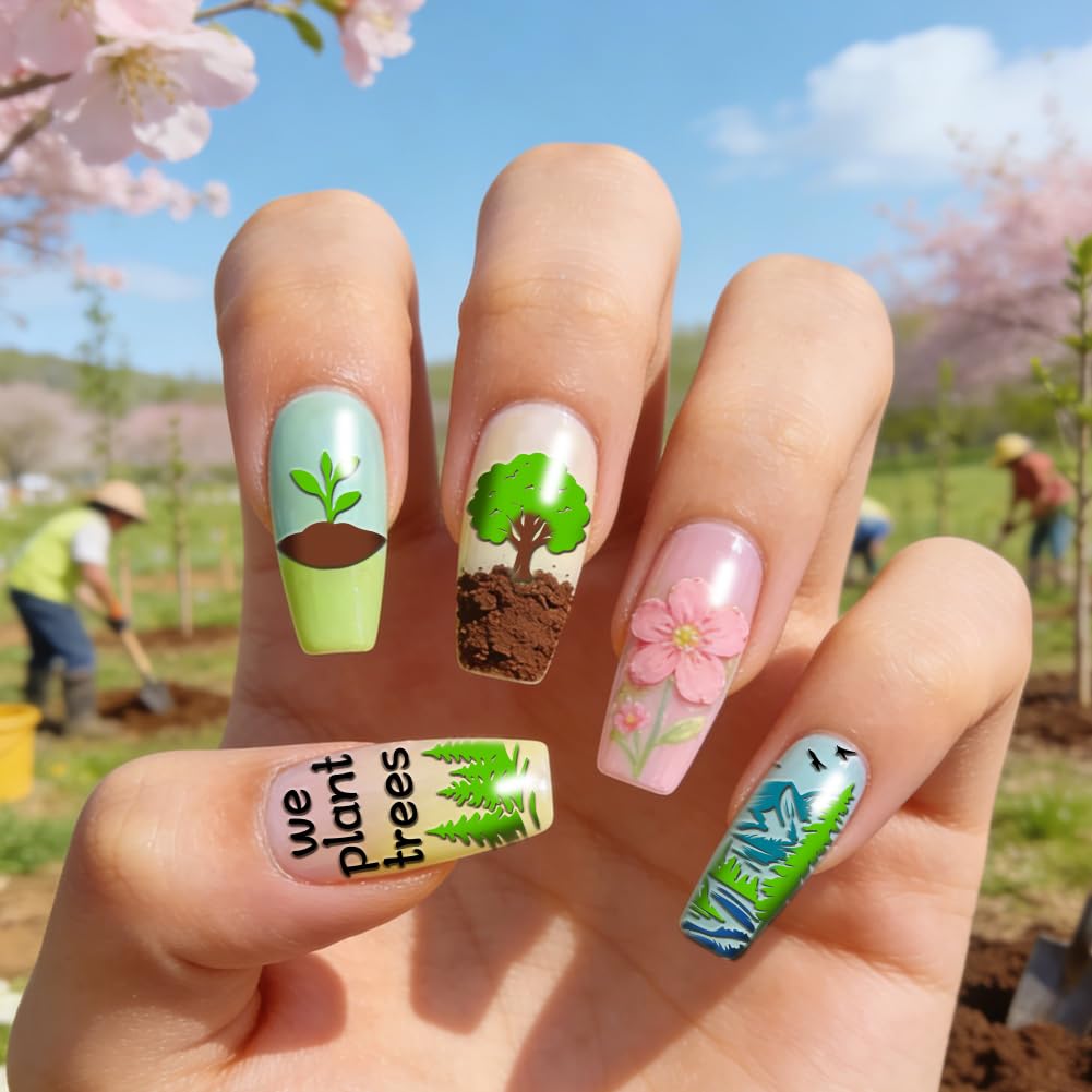 PH PandaHall 3 piastre per stampaggio unghie con alberi animali selvatici modelli per nail art montagne foresta manicure piastra timbro proteggere alberi unghie stencil arte per donne stampa manicure