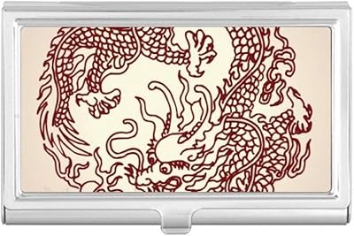 Chinese Dragon Animal Portrait Business Card Holder Case Pocket Box Wallet
