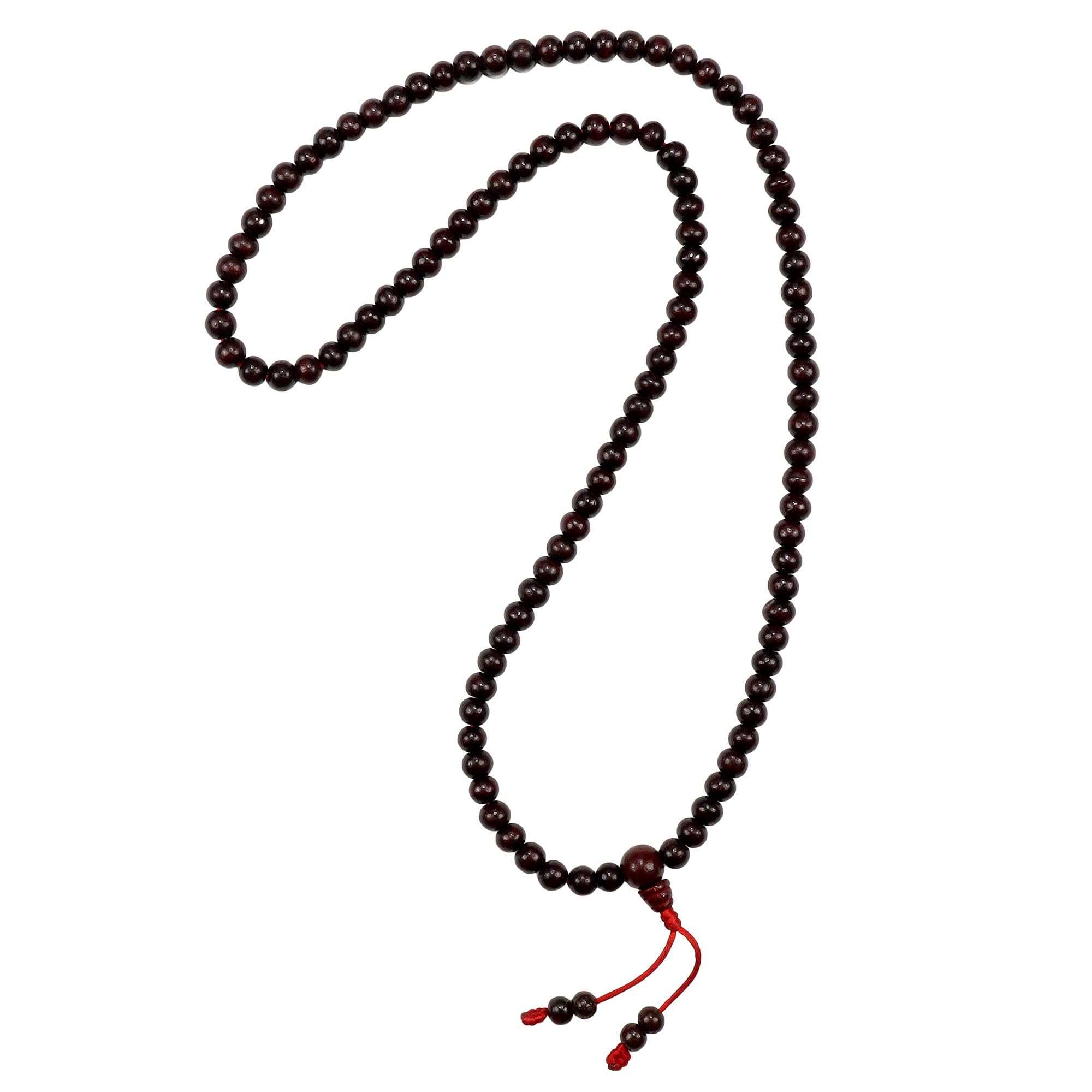 Gebetskette Mala Kette Rosenholz Perlen bordeaux Halskette Meditationskette