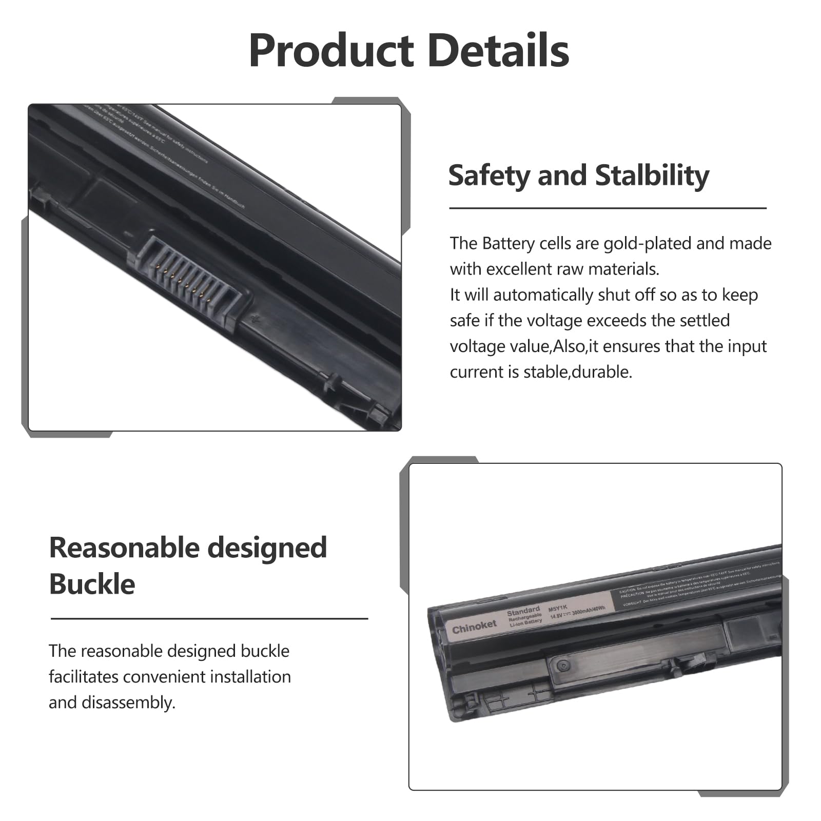 M5Y1K Batería para DELL Inspiron 3451 3452 3551 3552 3558 3462 3465 3467 3565 3567 5451 5452 5455 5458 5551 5552 5558 5559 5755 5758 Latitud 3470 3570 Vostro 3558 3559 40Wh/14.8 V/3000mAh