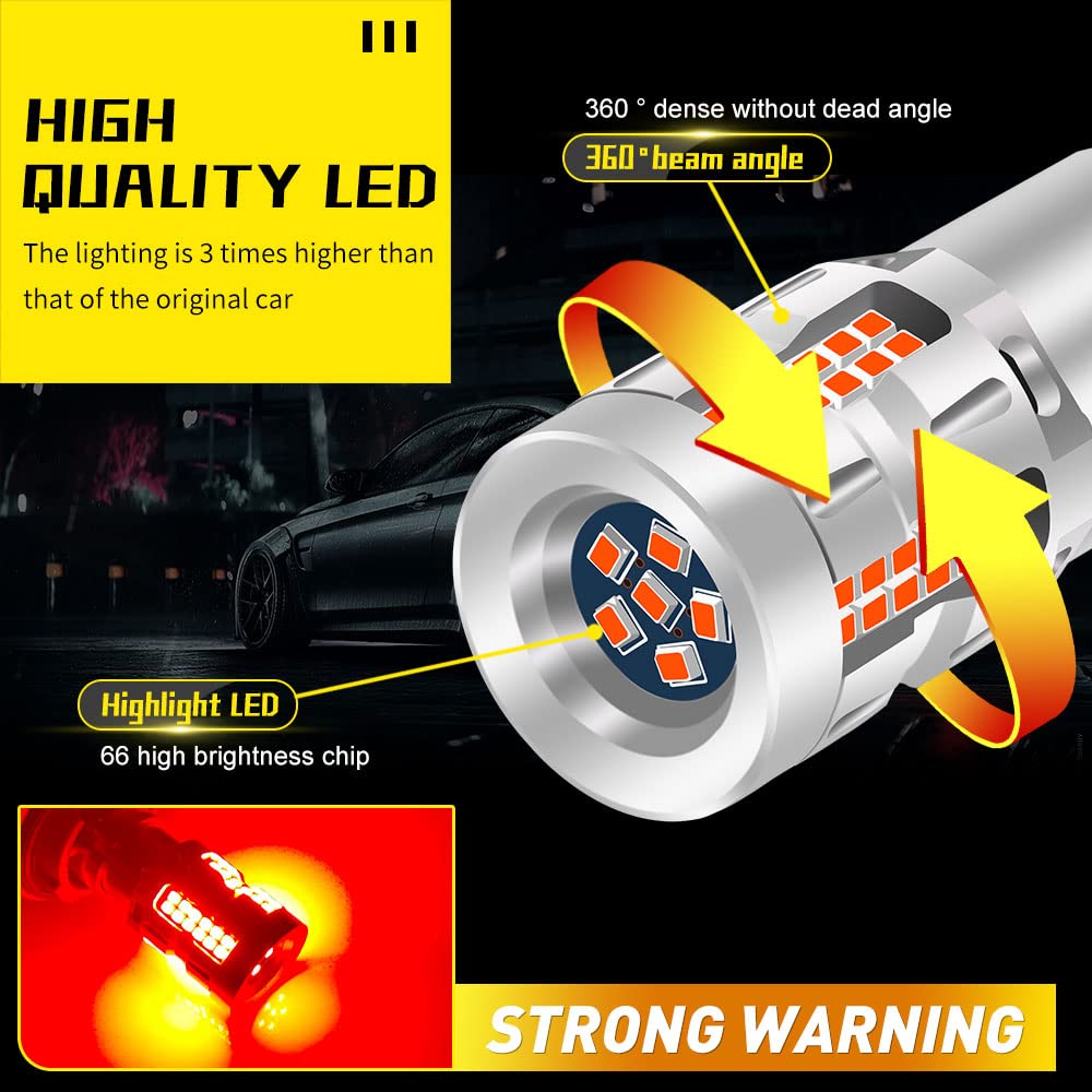 Ampoules LED 1156 BA15S Rouge - 2PCS, 27SMD 3030, Canbus Sans Erreur - Pour Feu Stop/Arrière
