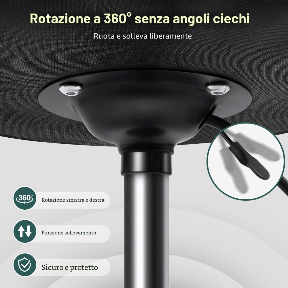 BFTOU Sgabello quadrato girevole su ruote, perfetto per lavoro, spa, negozi, massaggi, altezza regolabile e conveniente, sedia con schienale bianco (nero)