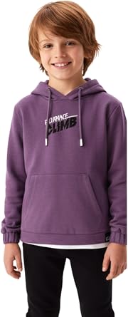 Fancy Kids Antalya Erkek  ocuk Mor Kap onlu Kanguru Cepli Sweatshirt   Pamuklu, Neon Bask  Detayl