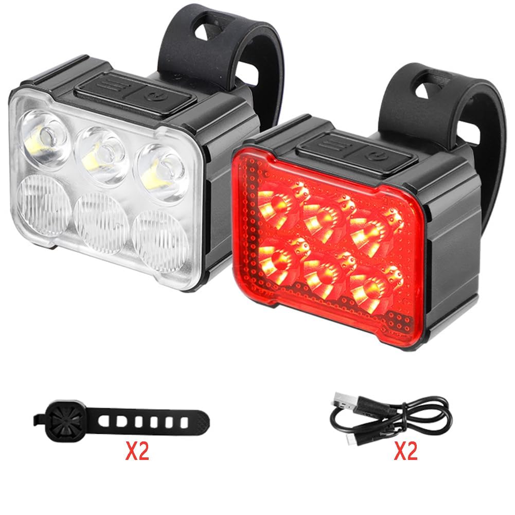 Bike Lights,Bike Lights Set Ultra Bright，Rechargeable Bicycle Lights Set Super Bright 8+12 Modes,Waterproof Bike Lights for Night Riding Safety,Bike Headlight and Tail Light