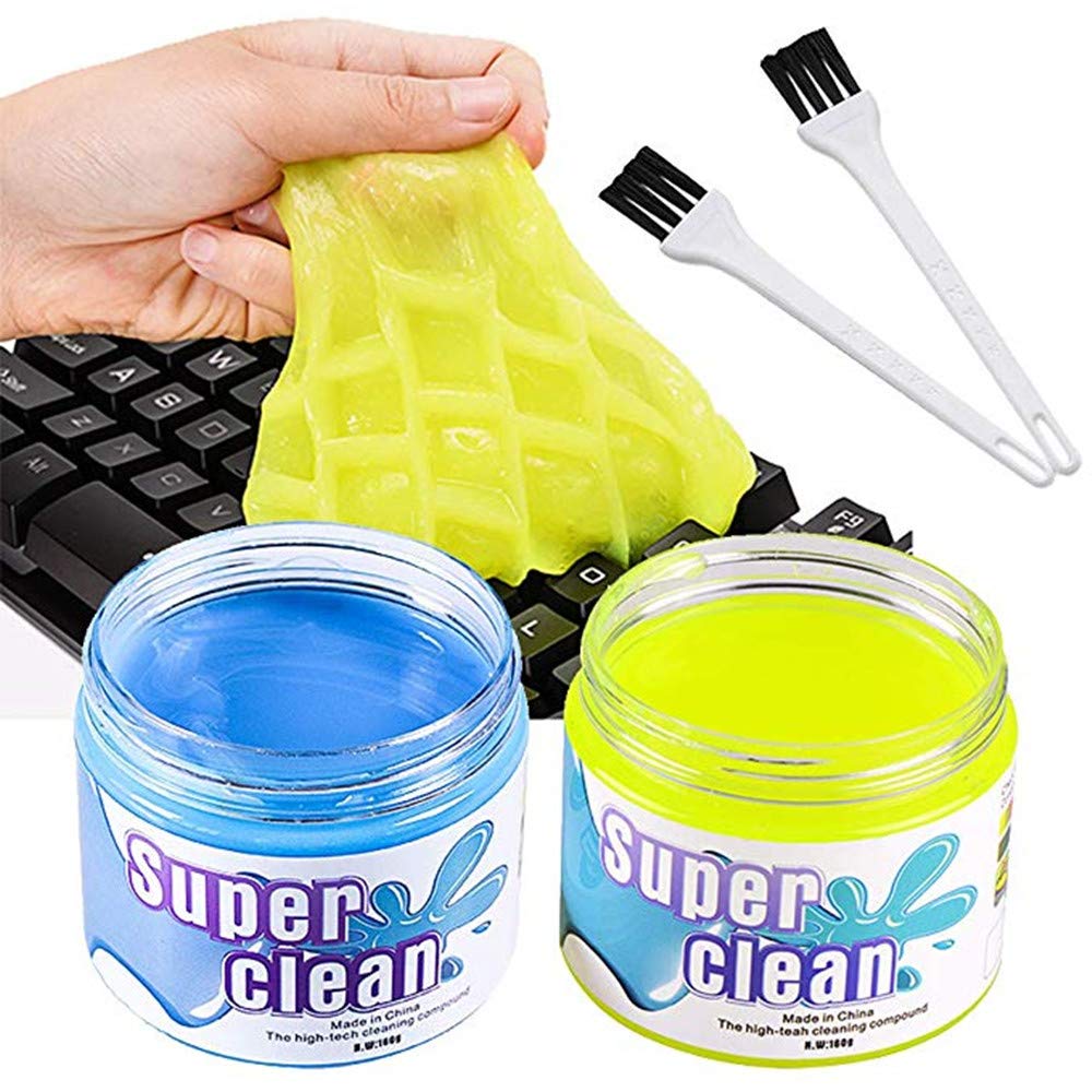 ANNIUP 2 PCS Keyboard Cleaner ColorCoral Cleaning Gel Universal Dust Cleaner for PC Tablet Laptop Keyboards Car Vents Cameras Printers Calculators and Other Plastic Rugged Surface BLUE&YELLOW