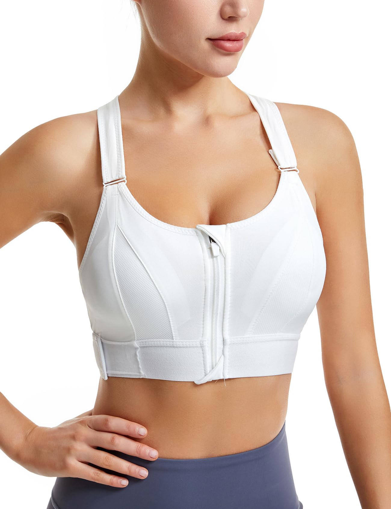urplity Women Zip Front High Impact Sports Bras Yoga Bra Running Tank Top Racerback with Removable Pads for Workout Fitness-picture-19