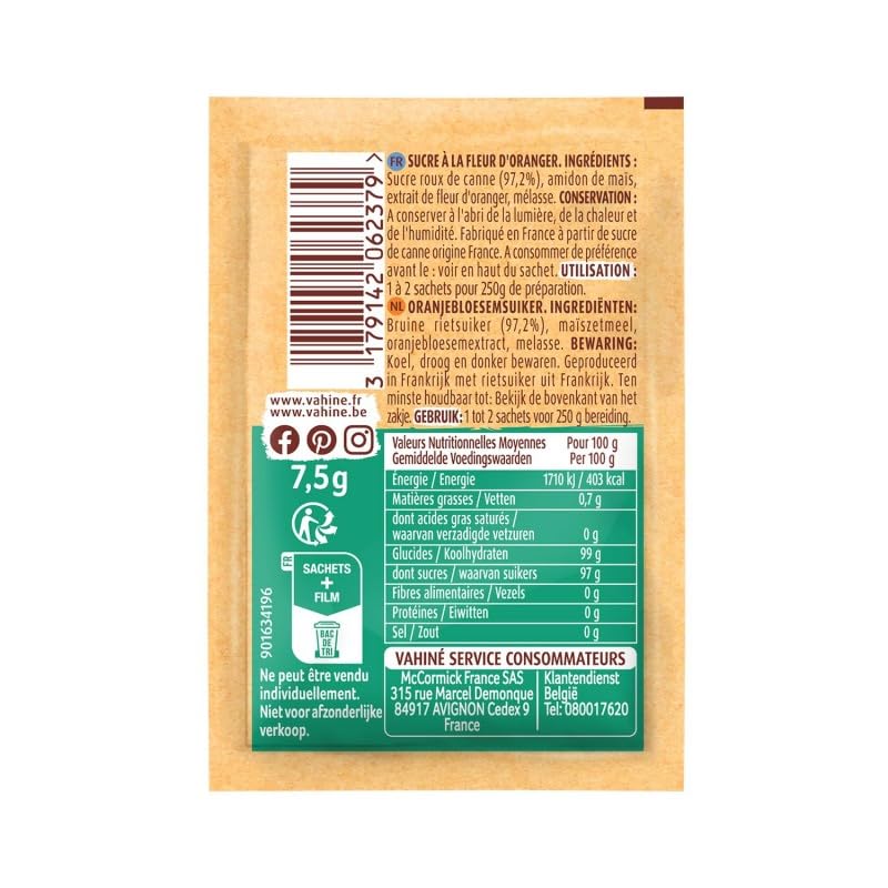 VAHINE - Vahiné Sucre À La Fleur D'Oranger 7.5G - Lot De 4 - Vendu Par Lot