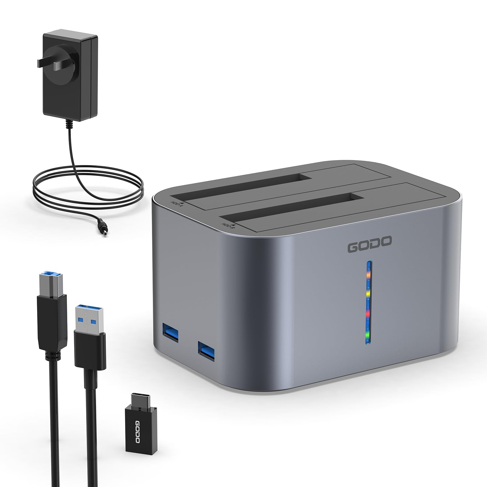 ROLINE 2.5 / 3.5 SATA HDD/SSD Docking Station, USB 3.2 Gen 1, HDD-kloonfunctie