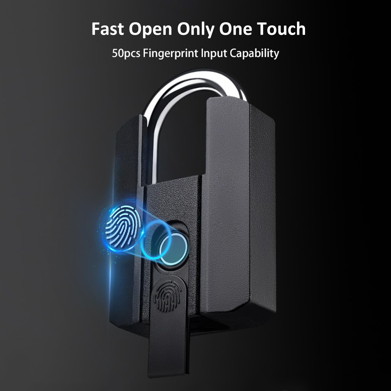 Cadenas Intelligent à Empreintes Digitales BT, Serrure Extérieure Robuste avec clé IP67 50, Stockage D'empreintes Digitales pour Clôture, Hangar, Porte de Piscine, Entrepôt