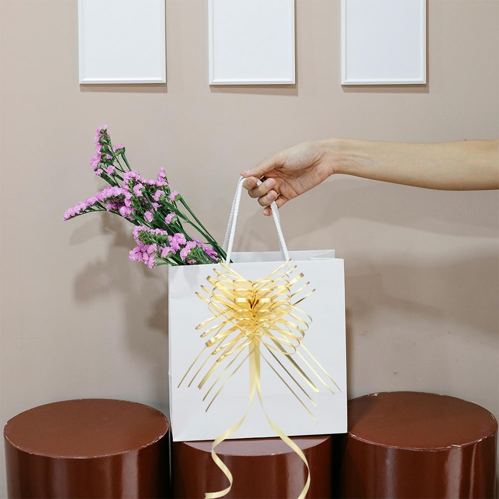 Pull Bows for Gift Wrapping, Large Gold Gifts Bow for Presents, Baskets, Birthdays, Parties, Christmas, and Everyday(6 inches, 10PCS) - Image 5