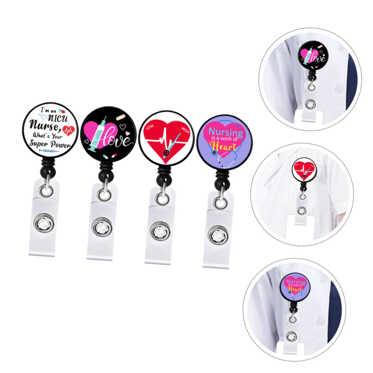 Angoily Clip Retráctil Para Insignias De Y Soporte De Tarjeta De Identificación Con Clip Portátil Y Para Personal 4 Piezas X 4