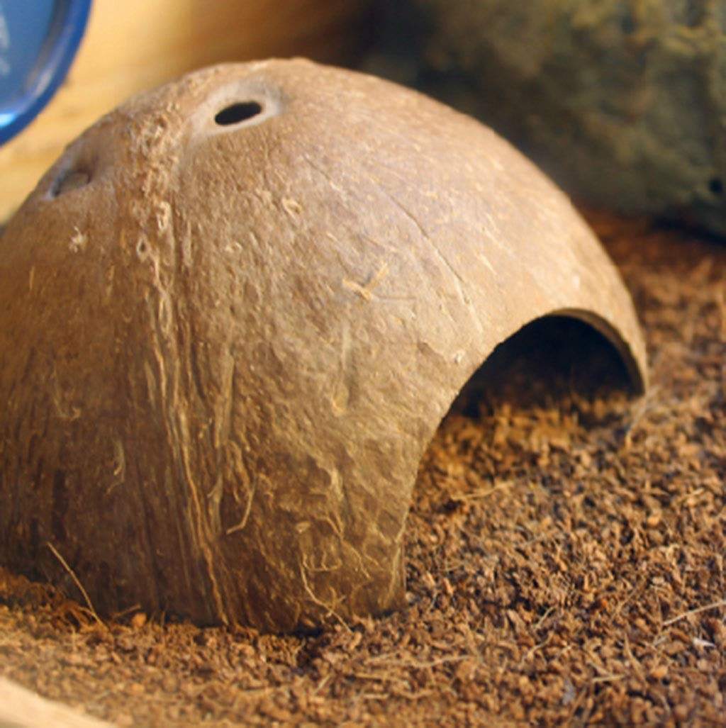 Escondite de Reptiles, cáscara de Coco, Caja de Cueva de Reptiles, decoración de hábitat, escondites de arañas, Peces, lagartos, Serpientes, Accesorios para Cajas de Reptiles, Adornos
