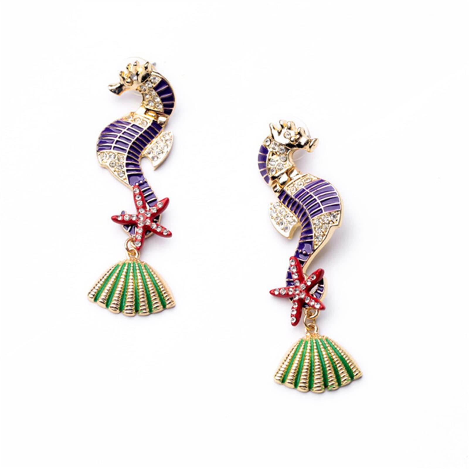HJMMHX Pendientes de Mujer con Forma de Concha de mar y Estrella de mar, Pendientes de Moda para Mujer, Pendientes de joyería