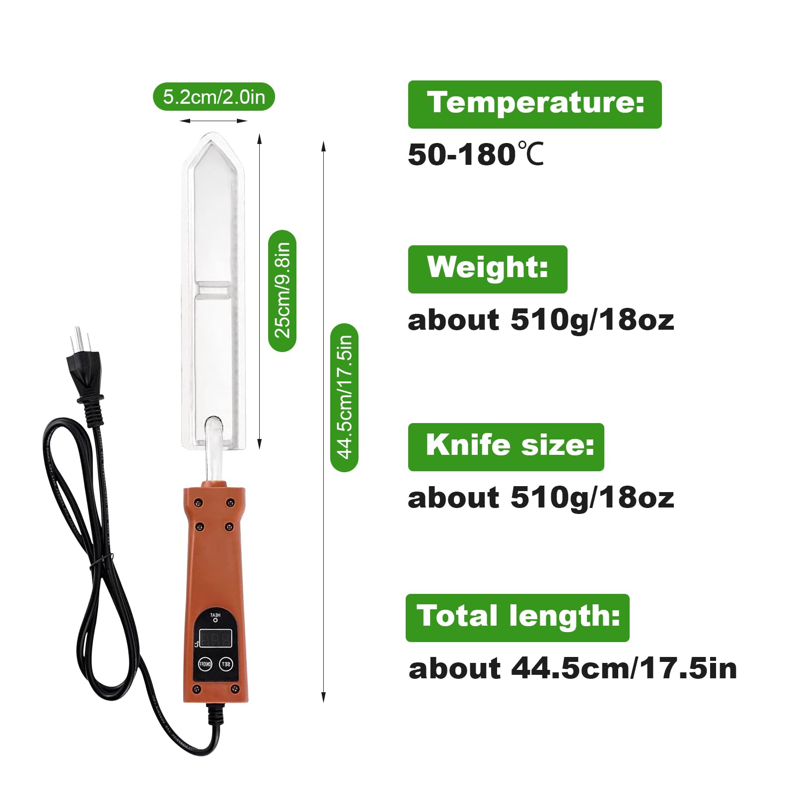 Coltello per sigillare elettrico in acciaio inox, 50-180 ℃ Fresa elettrica per con controllo della temperatura, Strumento per l'apicoltura, Forniture per l'apicoltura Attrezzature per la