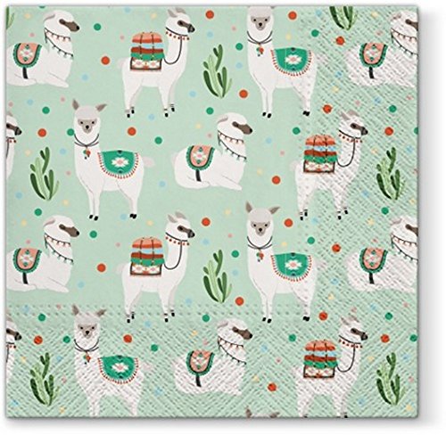 20 Servietten Alpakas auf mintgrün/Tiere/Sommer/Kinder/Party 33x33cm