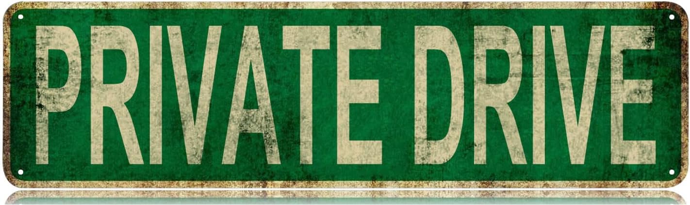 peiyeety Vintage Metal Tin Sign Decorative Wall Art Private Drive Themed Sign, Rustic Style, Durable Waterproof Rustproof, For Home, Property Decor, Home, Easy To Mount, 4x16 Inch