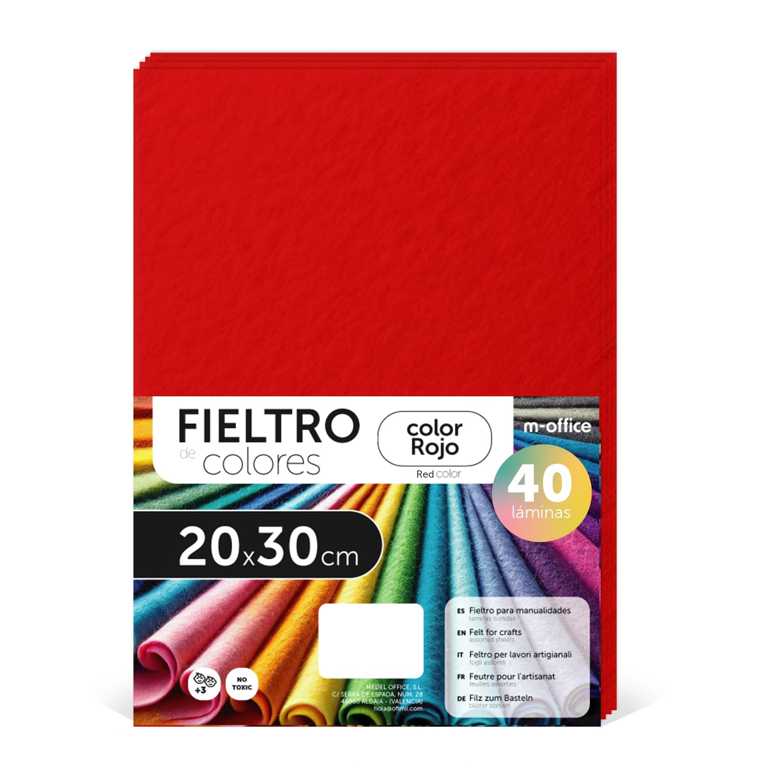 Fieltro para Manualidades, Fieltro de Colores, Suave y Flexible, Material para Costura, Telas Patchwork, Ideal para proyectos DIY, artesanía o decoración, 20x30cm - m-office (rojo, 10 uds) — view 89