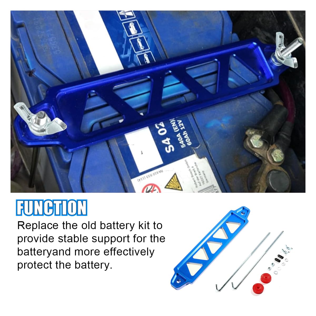 Snapklik.com : Battery Hold Down Bracket, Battery Tray Aluminum Alloy ...