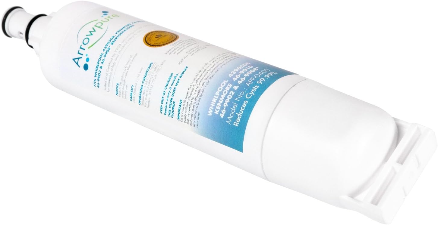Arrowpure 4396508 Refrigerator Water Filter Replacement Cartridge | Certified According to NSF 42&372 | Compatible with Whirlpool 4396510, WSW-1, FILTER 5, 46-9010, 4396918, PH21200, W10186668, 3 Pack