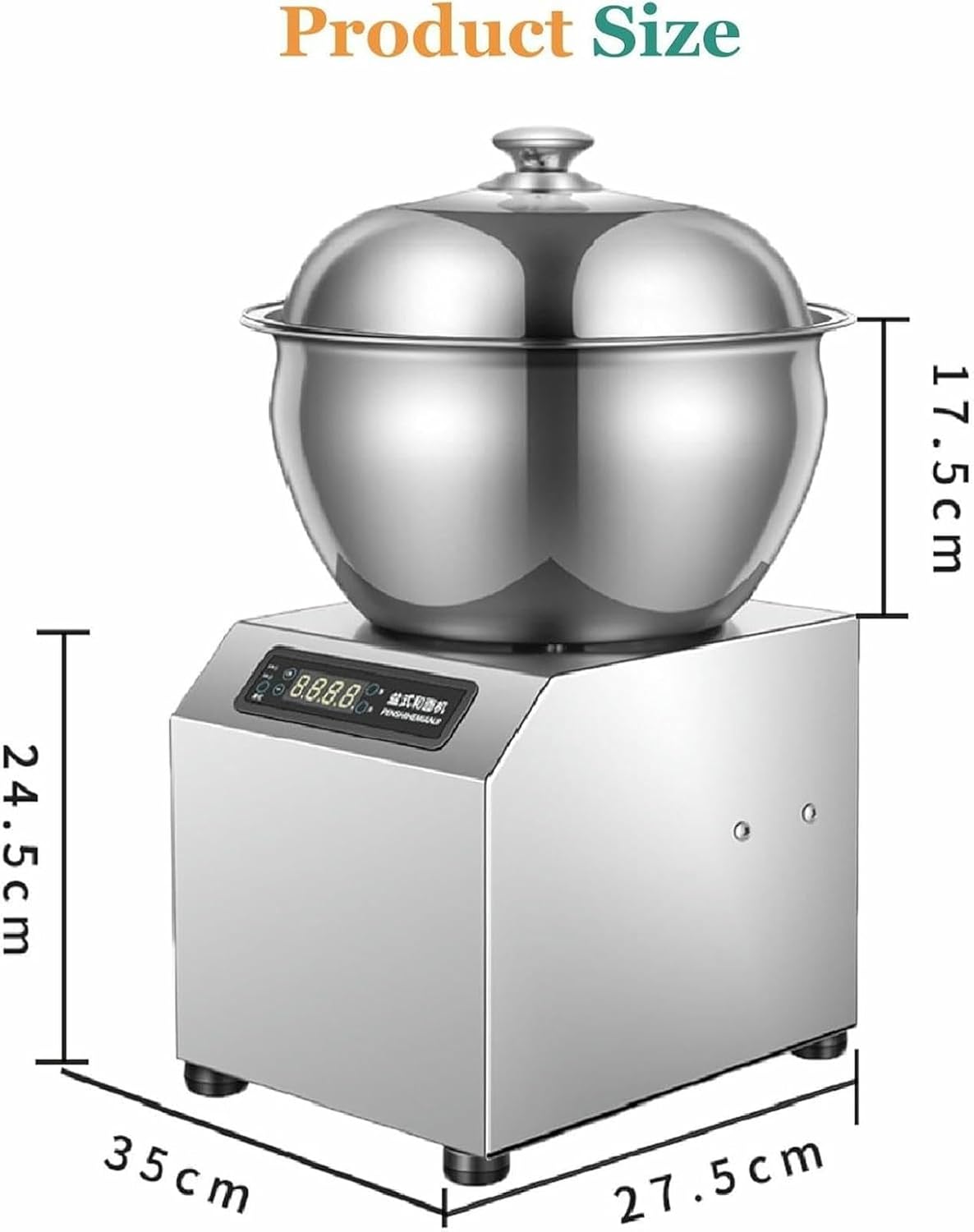 8Kg Stand Mixer Dough Kneading 1800W, Machine Timing Function Dual Rotation for Restaurants Bakery Pizzeria