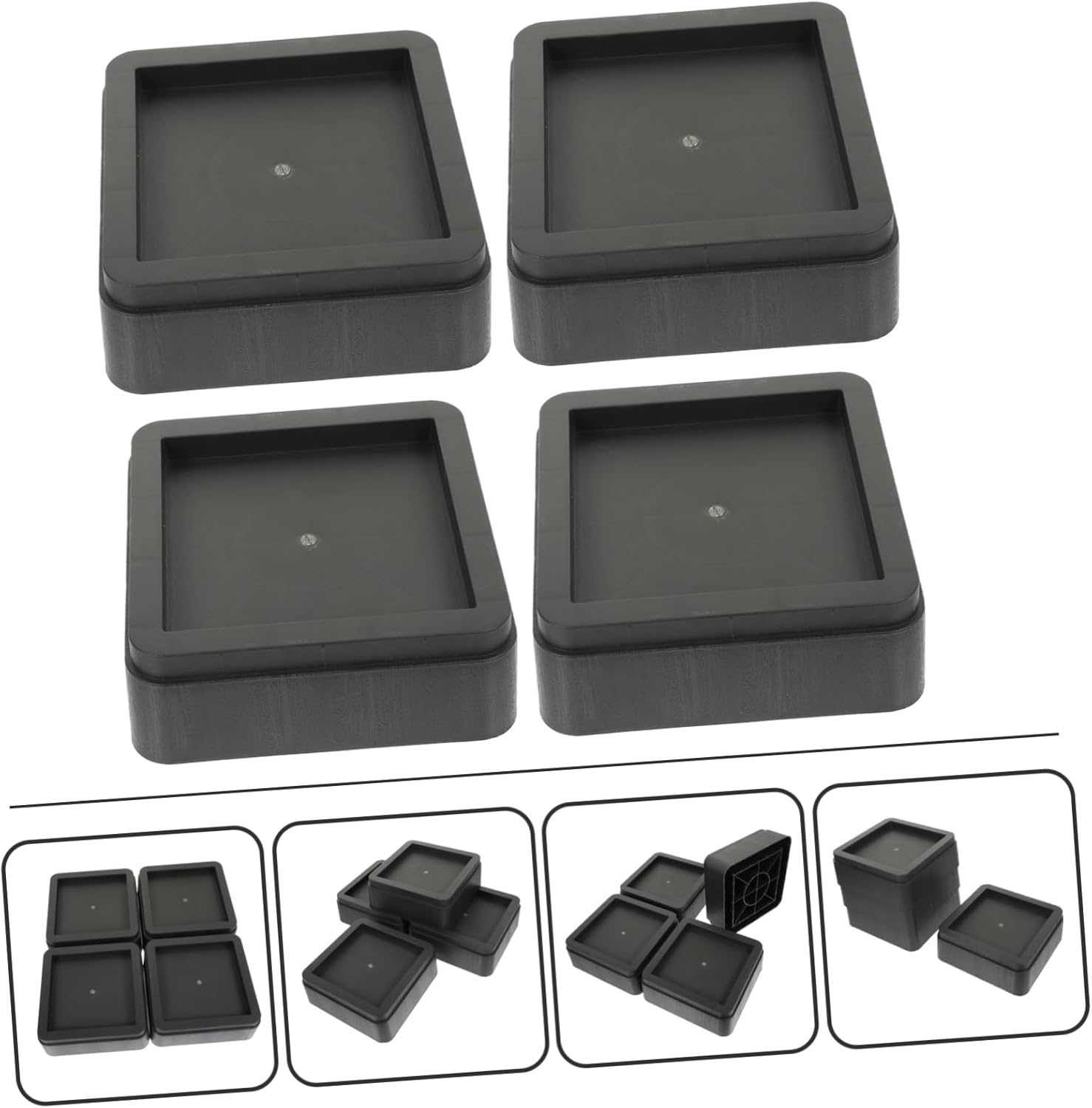 Adjustable Bed Risers 2-Inch High Furniture Elevator Pads Non-Slip Rubber Base for Couch Sofa and Table 4-Piece Set 5.5-Inch Side Length Appliances