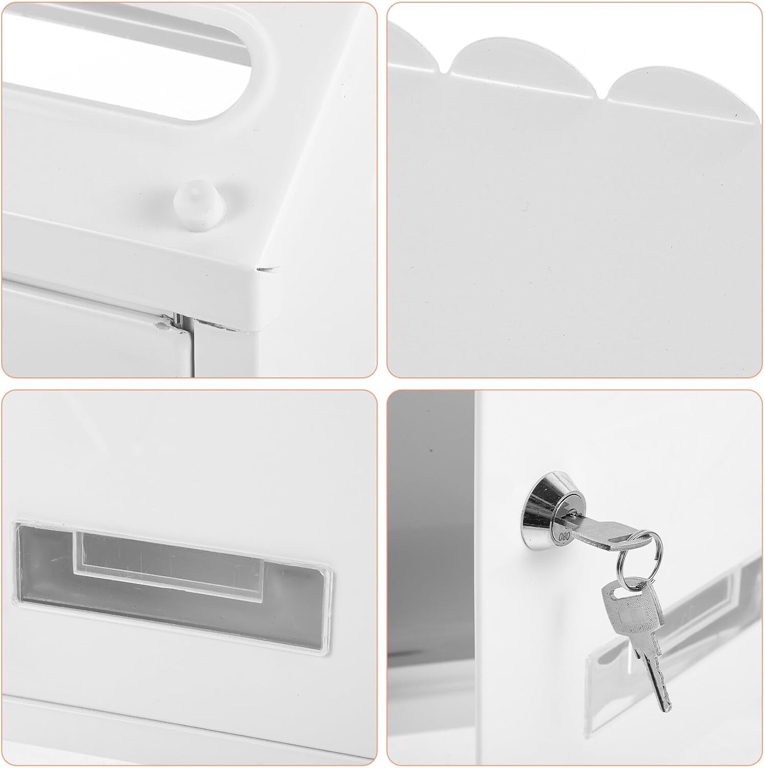 Vintage Style Wall Mount Mailbox Iron Letter Box with Lock for Outdoor Home Use Weatherproof European Design Suitable for Family Office Institution White Mailbox for Wall-Mount