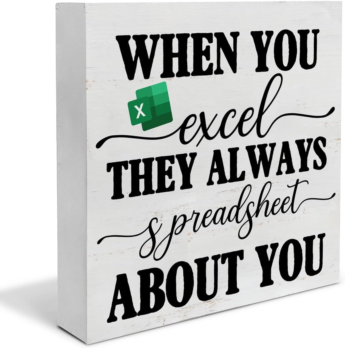 Funny Excel Box Sign 5x5 Inch Wooden Desk Decor Office Quote