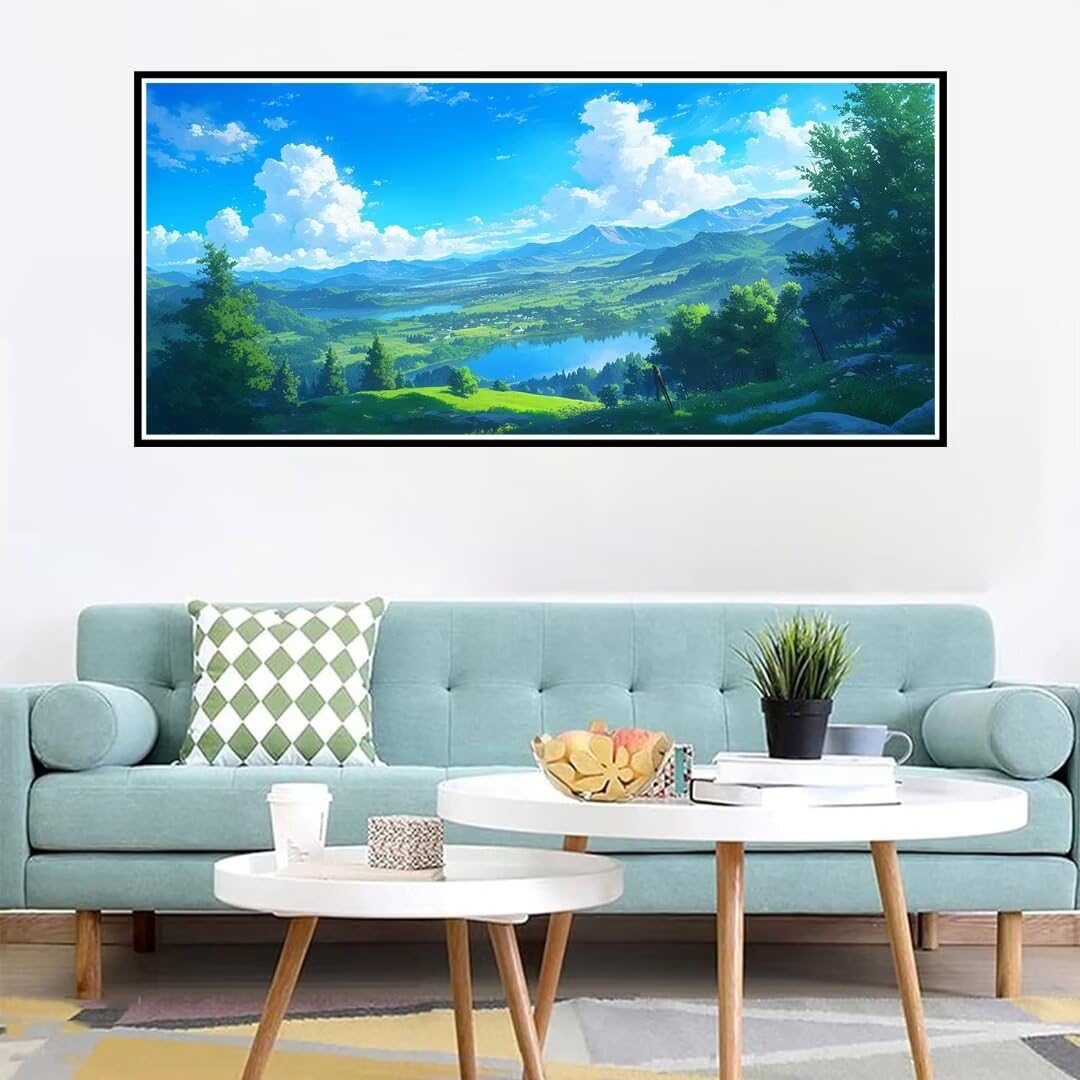 2 Pezzi estate Pittura Diamante, 5D Diamond Painting paesaggio, 40x90cm Diamond Painting Grandi Dimensioni, Strass Ricamo a Punto Croce Kit Diamond Painting per Decorazioni Natalizie Casa e Regalo G-4