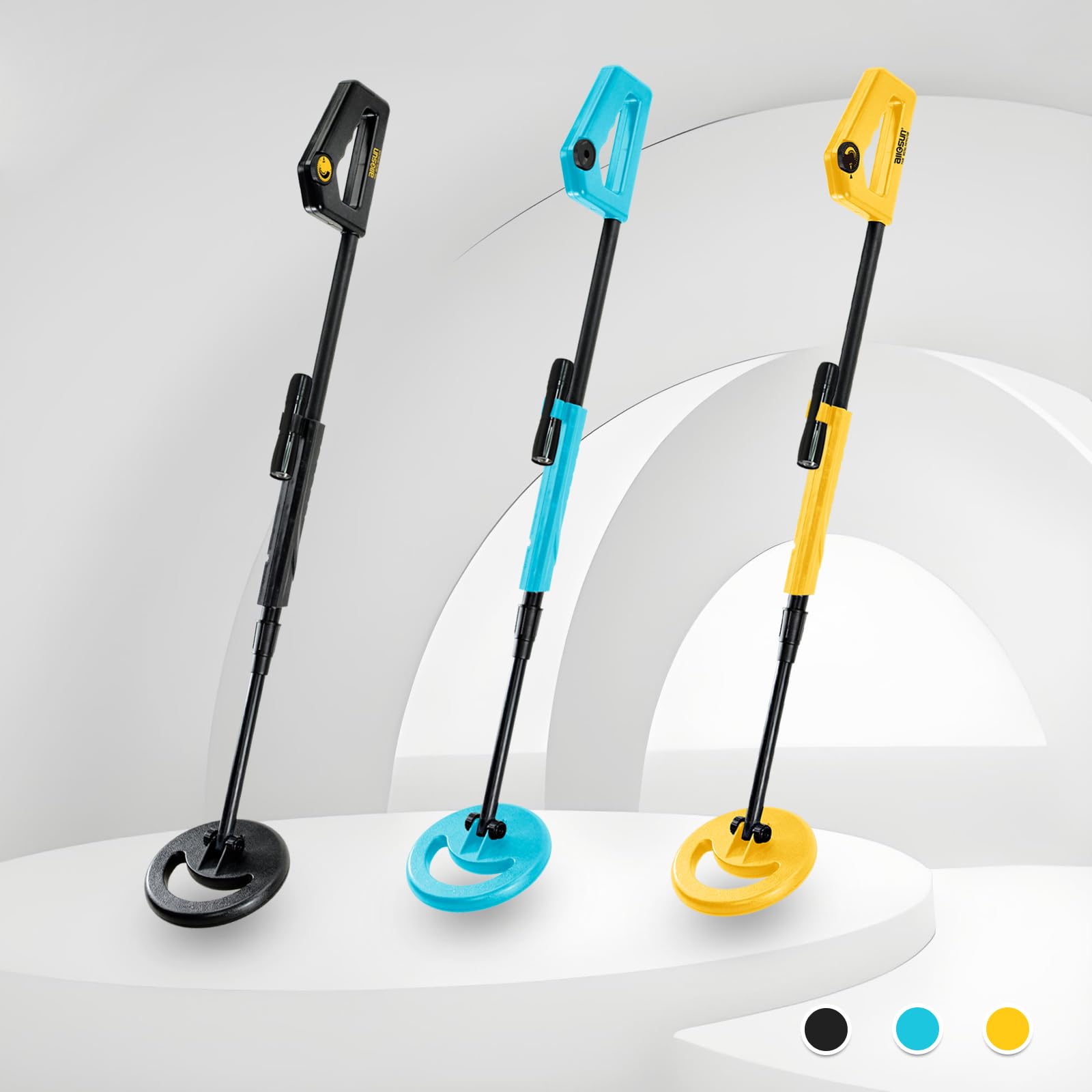 ALLOSUN Détecteur de métaux pour enfants avec bobine de recherche étanche de 15,2 cm, réglable de 79 à 102,1 cm avec lampe de poche pour exploration nocturne TS20A (bleu)