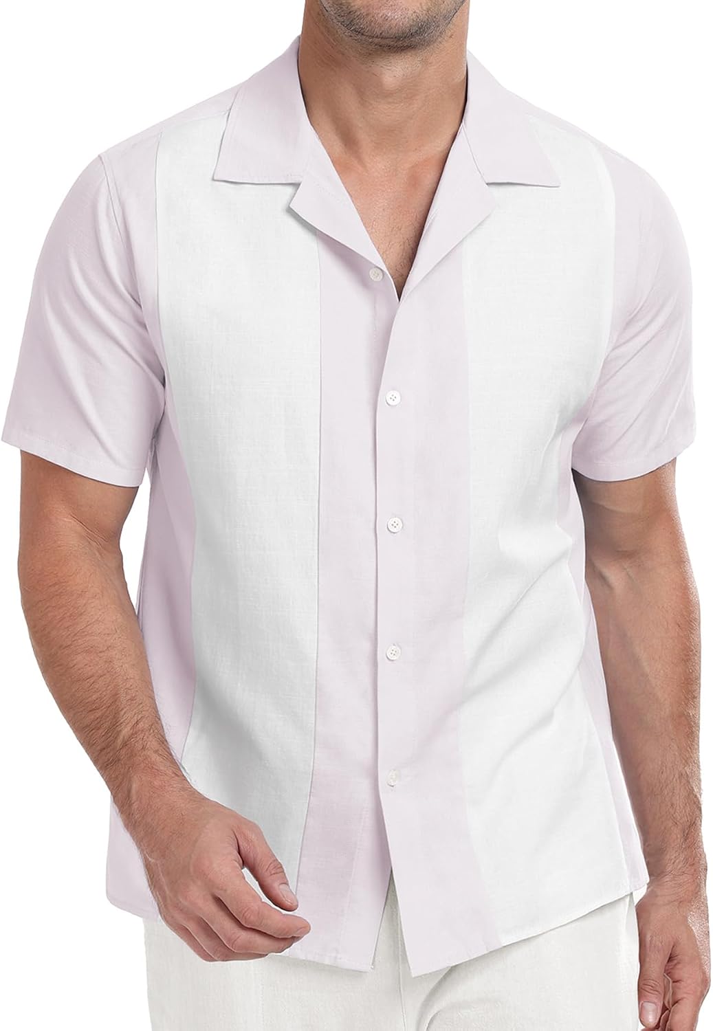 Askdeer Men's Linen Shirts Short Sleeve Button Down Shirts Casual Vacation Beach Summer Tops