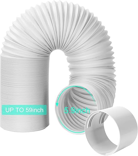 UNAOIWN Manguera de aire acondicionado portátil con acoplador, 5.9 pulgadas5.9 in en sentido antihorario conducto de ventilación de escape universal
