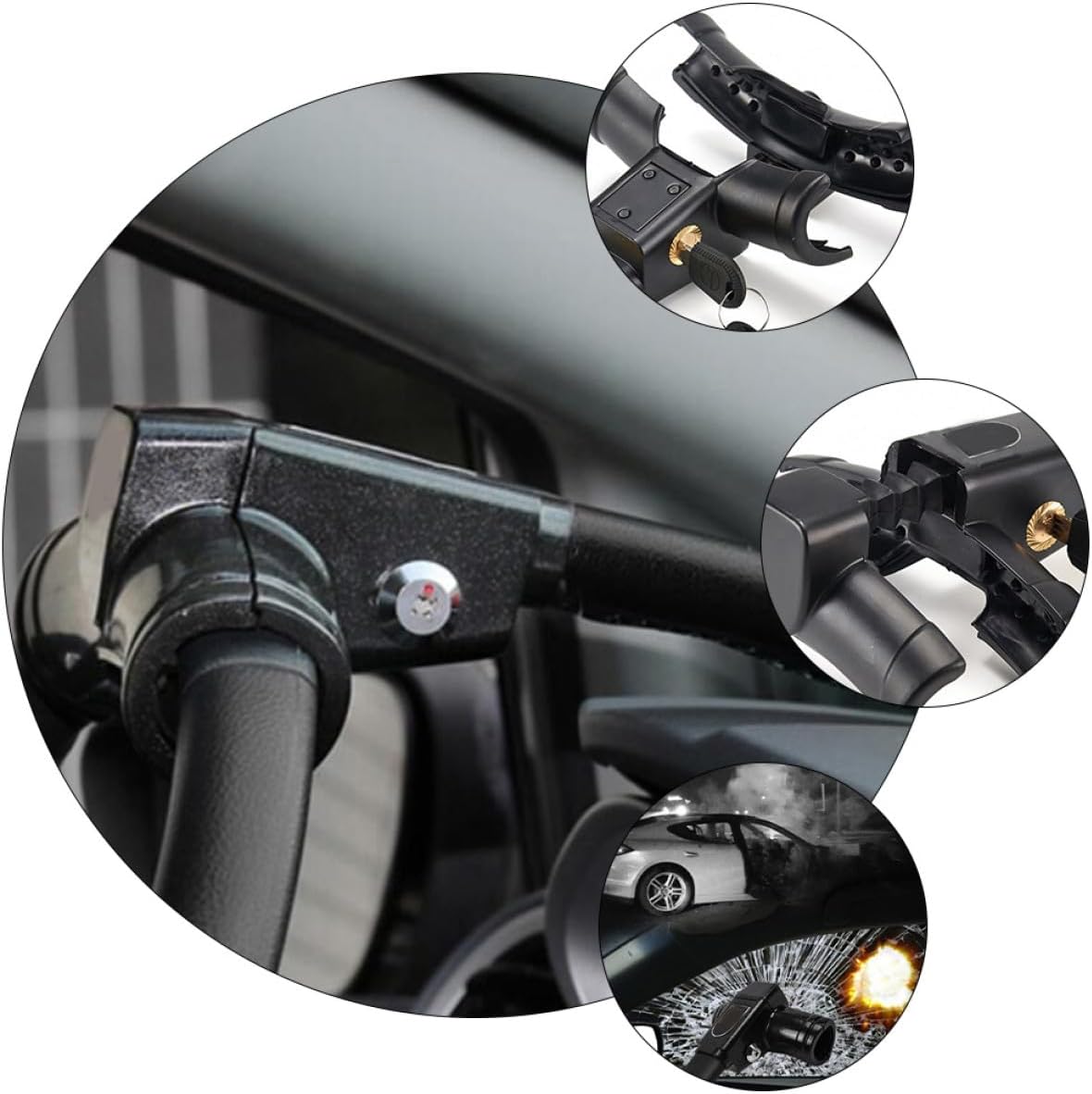 Generic T-Shaped Car Steering Wheel Anti-Theft Lock Black Practical Theft Prevention Lock for Sedan and Van Security