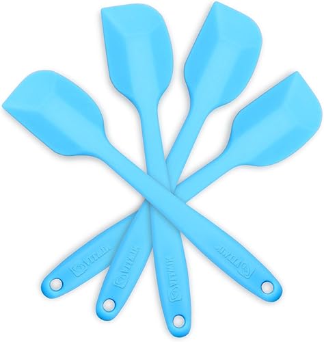 Miniatura 3 de Juego de 4 espátulas de silicona antiadherentes resistentes al calor con núcleo de acero inoxidable, color azul