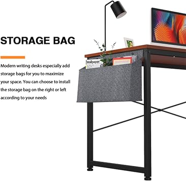 Desk with Shelves Modern Simple PC Desk Computer Desk 47 Inch Home Office Writing Study Desk Modern Simple Style Laptop Table with Storage Bag Teak Study Desk with Storage