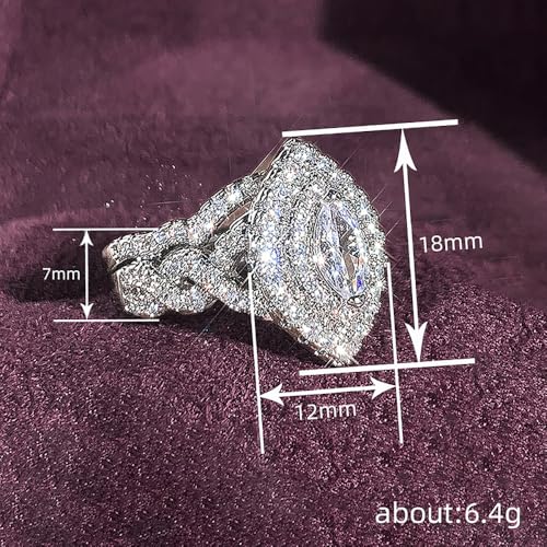 Luxury Bright Marquise Cut Cubic Zirconia 2Pcs/Set Rings for Women Trendy Wedding Band Jewelry4