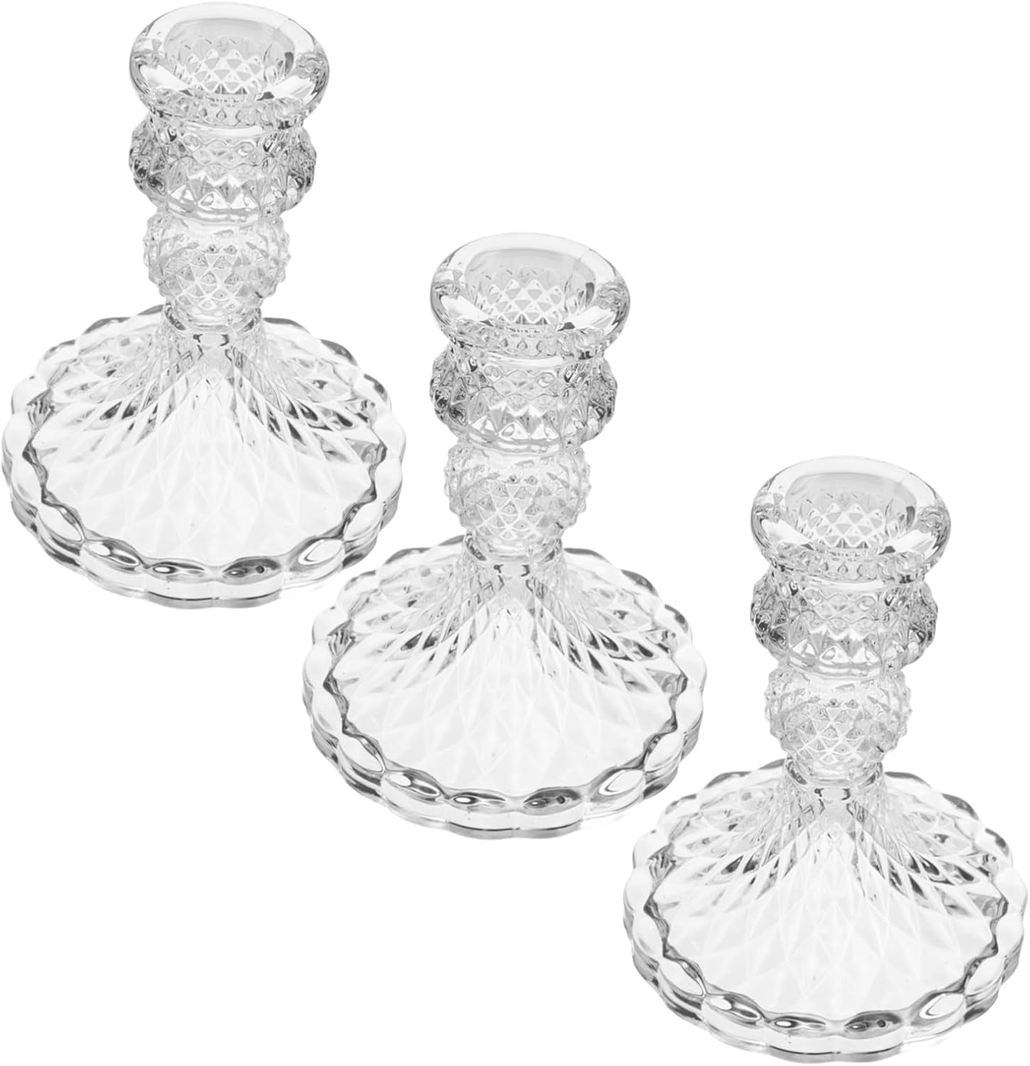 ULTECHNOVO 3 Pcs Glass Candle Holders Tealight and Taper Candlestick Set Tall Pillar Candle Stand for Dining Table Romantic Home Decor